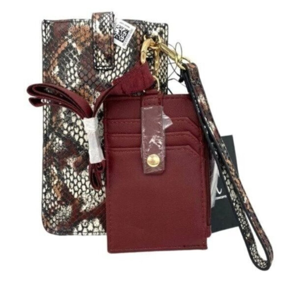 INC International Concepts Womens Ashlii Lanyard Snakeskin Wallet Phone Wristlet